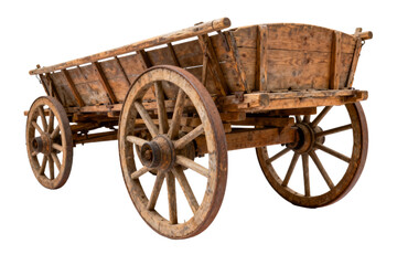Vintage Wooden Horse-Drawn Cart with Wheels