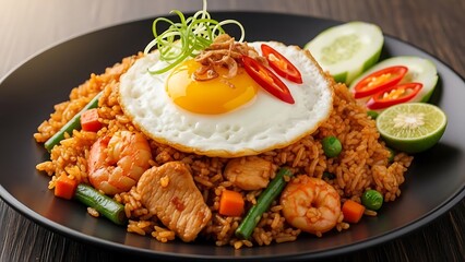 fried chicken with vegetables