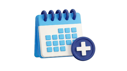 3D Calendar Icon with Plus Symbol