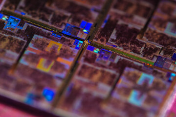 Colorful, Intricate Close-Up of a Computer Chip