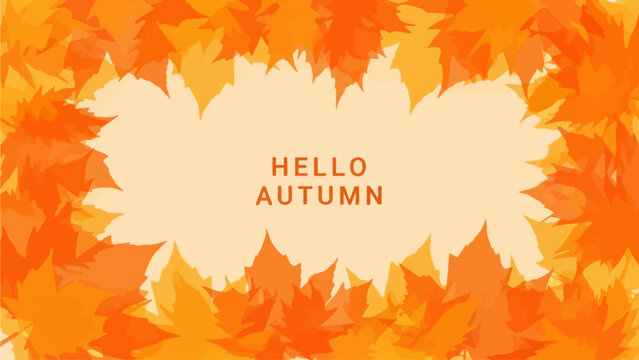 Vibrant autumn leaves frame a welcoming 'Hello Autumn' message, capturing the essence of the fall season with warm orange and yellow tones - Powered by Adobe