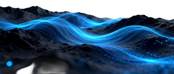 Abstract Digital Waves Over Mountainous Terrain