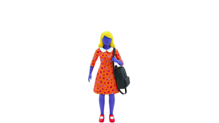 Stylized Female Figure with Backpack