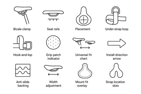 Backing fit overlay icons icon bike cushion vector alignment clamp chart location