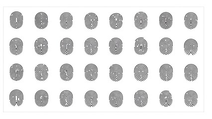 Fingerprint Line Icons Editable Stroke