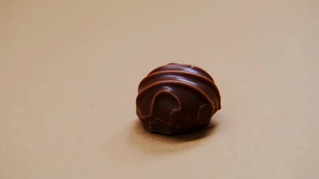 chocolate candy on beige background