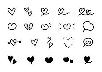 手描きのかわいいハートセット