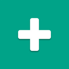 Medical plus cross icon on green background