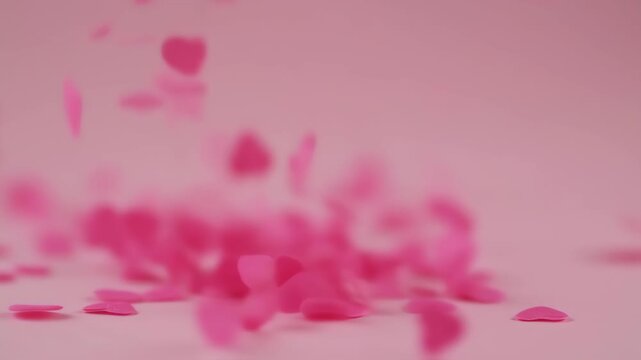 falling pink heart confetti 