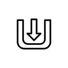 Close-up of Downward Arrow Icon on White Background for User Interface Design