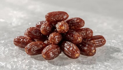 Obraz premium Pile of fresh dates on a white surface
