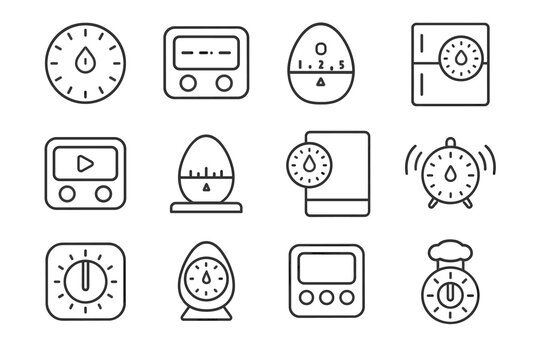 Digital egg kitchen countertop fridge timer countdown wheel icons vector buttons icon