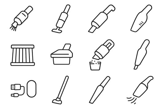 Bin wand portable airflow charging icon vector cleaning slim icons remover compact