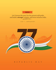Obraz na płótnie Canvas 26th January 77th Happy Republic Day Celebration Social Media Post , Web Banner , Print , Status , Story 