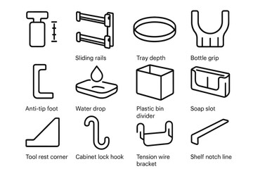 Notch sink basket icon corner bin adjustable depth line knob hook lock