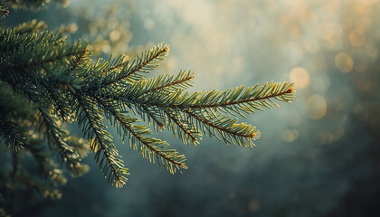 Pine tree branch with bokeh background