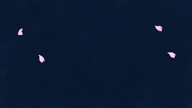 Cherry Blossom Petals Background Seamless Watercolor Loop(5sec.4k)　夜桜