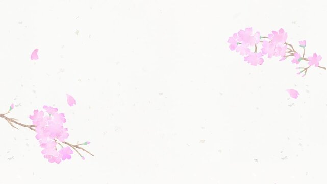 Cherry Blossom Petals Background Seamless Watercolor Loop(5sec.4k)
