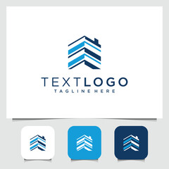 Modern Real Estate Building Logo Design with Tagline Space, Incorporating Abstract Geometric Architecture and Home Iconography