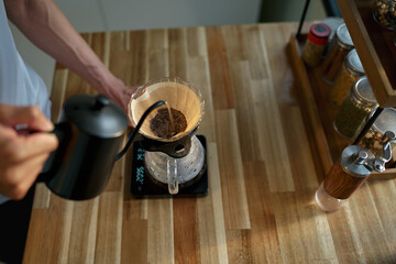 Coffee morning concept, coffee drip process at home