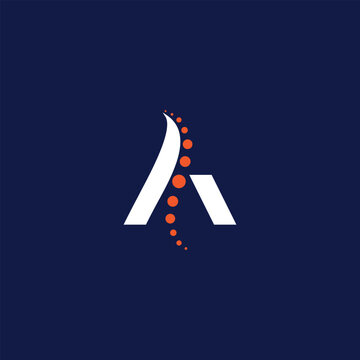 Modern and abstract letter A logo design, featuring a dynamic curved line with ascending orange circular elements, symbolizing growth, connectivity, and progress