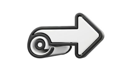 3D Arrow Icon with Black Outline