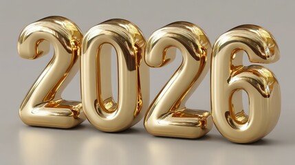 A shiny golden representation of the year 2026, emphasizing a celebratory and luxurious feel, suitable for events or milestones.