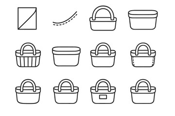Basket fabric seam handle line icon cavity vector sheet rim padded toy