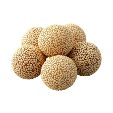Traditional Indonesian onde onde sesame rice ball dessert with crispy coating and sweet filling, isolated on transparent background.
