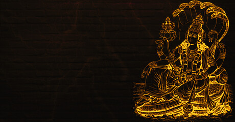 Close up of Vishnu Bhagwan Peetambardhari in Yellow Silk Clothing