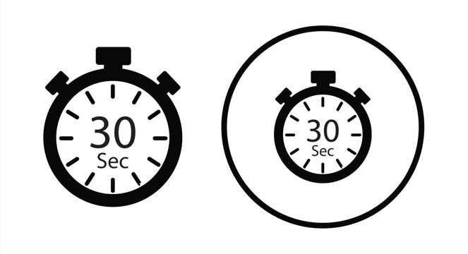 stopwatch icon. 30 second timer, vector illustration