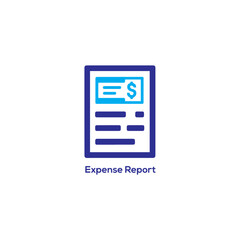 Professional expense report logo icon featuring a financial document with dollar sign for business accounting and financial management systems
