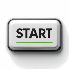 Digital start button in vector style, representing activation point in software or tech systems