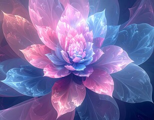 Close-up of a luminescent, abstract floral design with petals