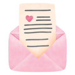 Watercolor Envelope Icon Cute Style ideal for Valentine love notes, romantic cards, and sweet designs.