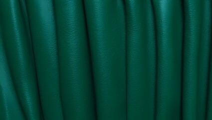 Leather texture background with green wavy folds and soft shadows