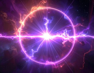 Energetic cosmic scene with a central bright light and electrical effects