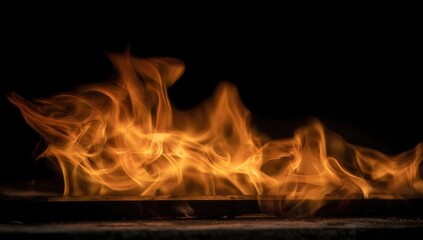 Fiery orange flames against a black background