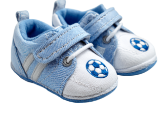 Adorable baby soccer shoes with denim and white design