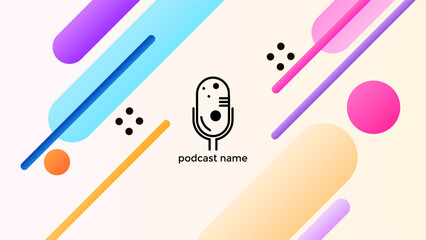 Abstract Podcast Gradient Background With Geometric Shapes Colorful Simple Modern Design Vector. Good For Cover Design, Banner Design, Web Design, Social Media Template