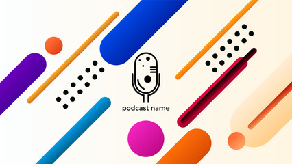 Abstract Podcast Gradient Background With Geometric Shapes Colorful Simple Modern Design Vector. Good For Cover Design, Banner Design, Web Design, Social Media Template
