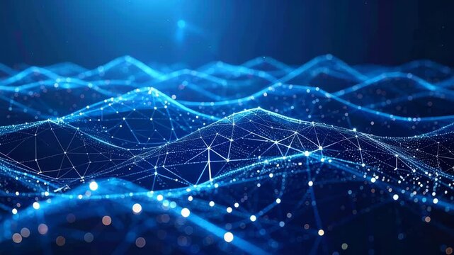Abstract Digital Waves of Data Flowing Across a Networked System.