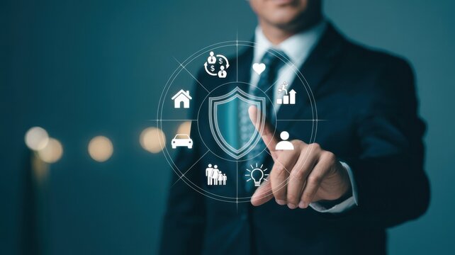 digital insurance protection interface showing secure coverage and financial safety - Powered by Adobe