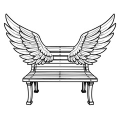 Wings over a park bench