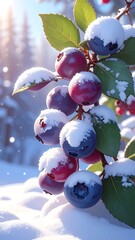 Winter berries in snow
