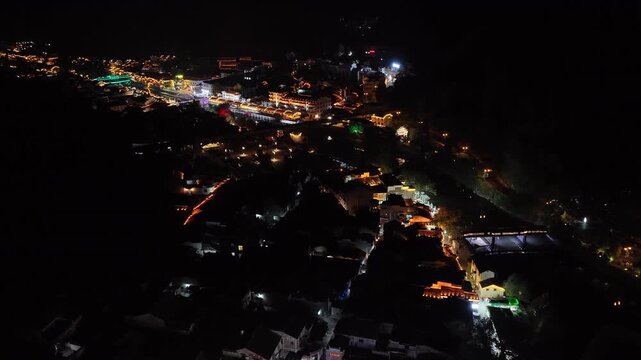 Jingdezhen Ancient Pottery Town at Night - Aerial View, Jiangxi Province