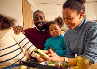 Family having a good time at lunch