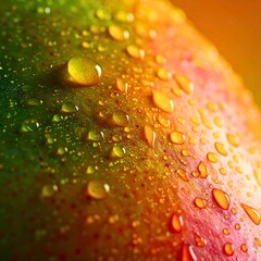 Fresh Mango Skin With Water Drops
