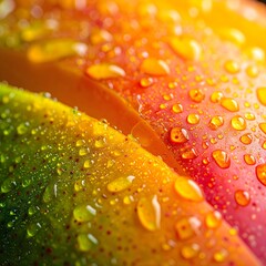 Mango Skin Close Up With Dew
