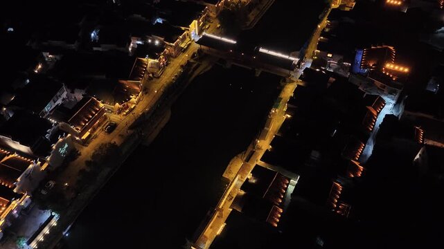Yaoli Ancient Town at Night, Fuliang County, Jingdezhen, Jiangxi Province